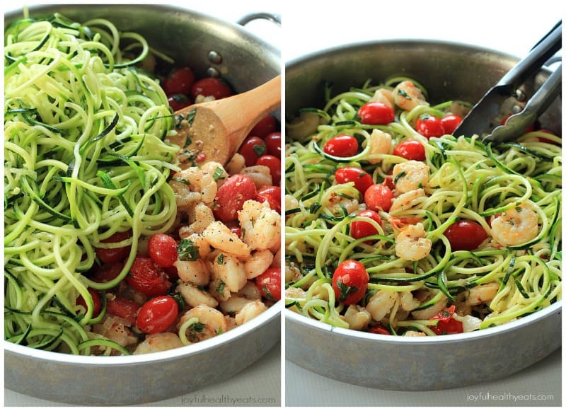 Healthy never tasted so good with this Shrimp Scampi & Zucchini Noodles, made in less than 30 minutes. | www.joyfulhealthyeats.com #paleo #glutenfree