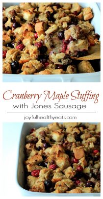 Two Images of Cranberry Maple Stuffing with Jones Sausage