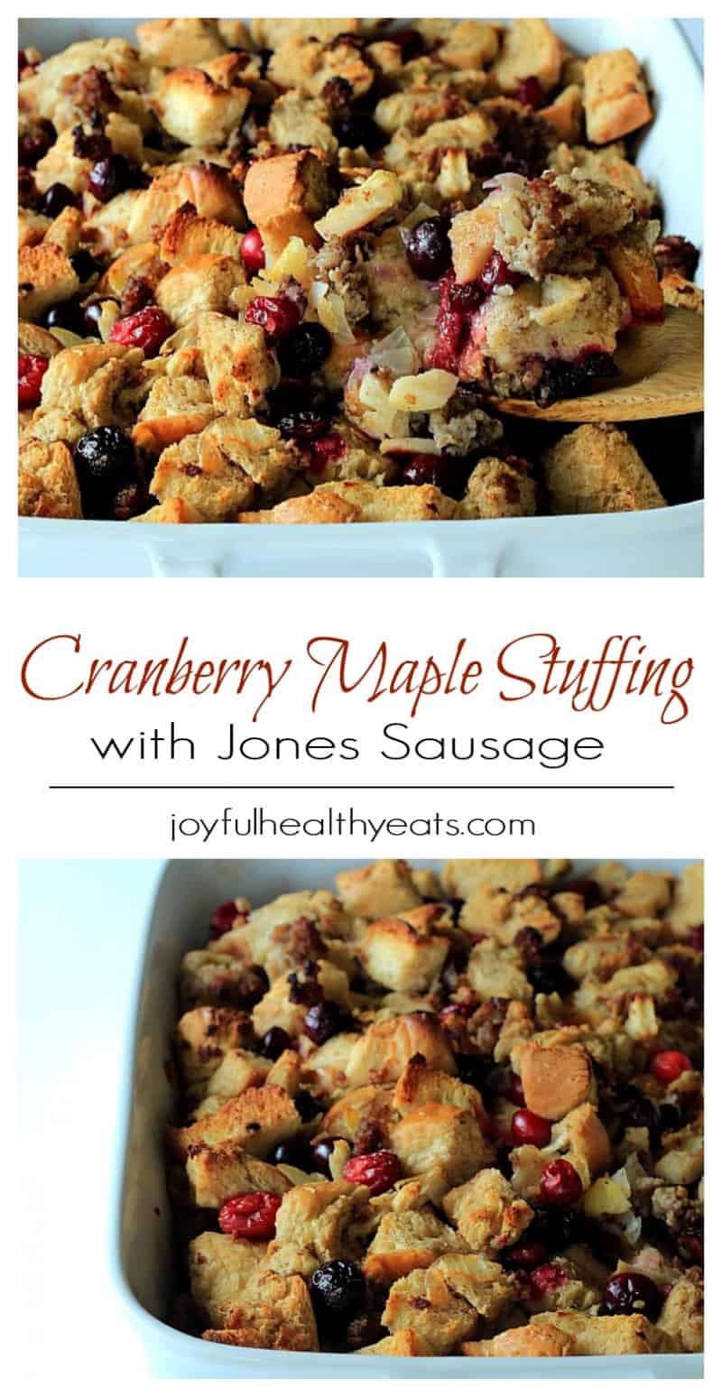 Collage for Cranberry Maple Stuffing with Jones Sausage recipe