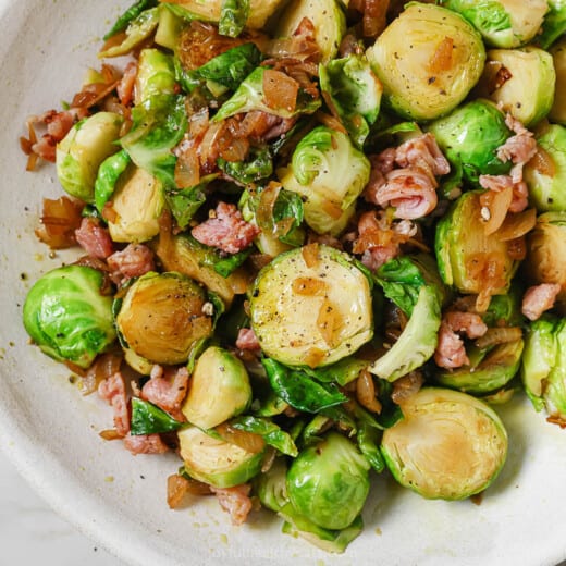 Landscape photo of brussels sprouts.