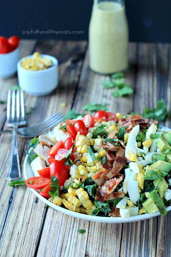 Image of a Southwestern Cobb Salad with Creamy Poblano Dressing