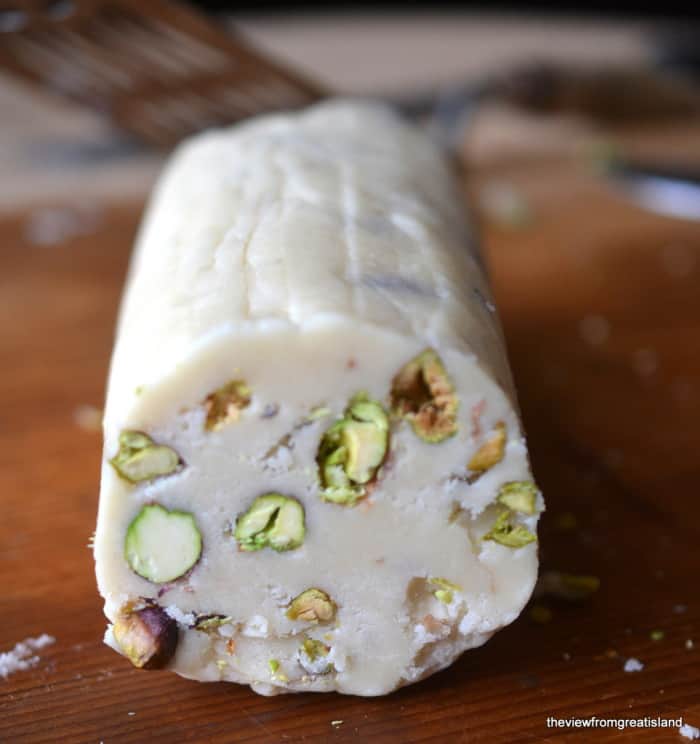 A Roll of Dough for Pistachio Shortbread Cookies