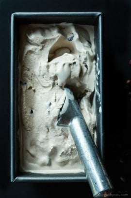 My wildest dessert dreams can true with this Espresso Chocolate Chip Ice Cream; its dairy free, sugar free and absolutely amazing! Win! | www.joyfulhealthyeats.com #paleo