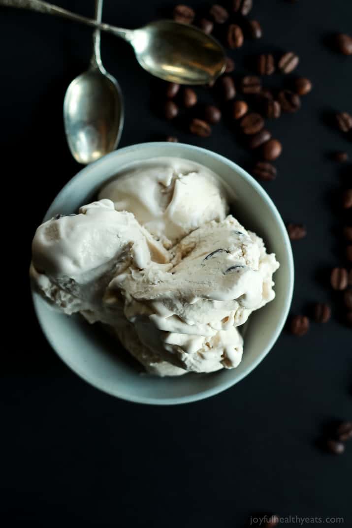 A Bird's Eye View of a Bowl of Espresso Chocolate Chip Ice Cream