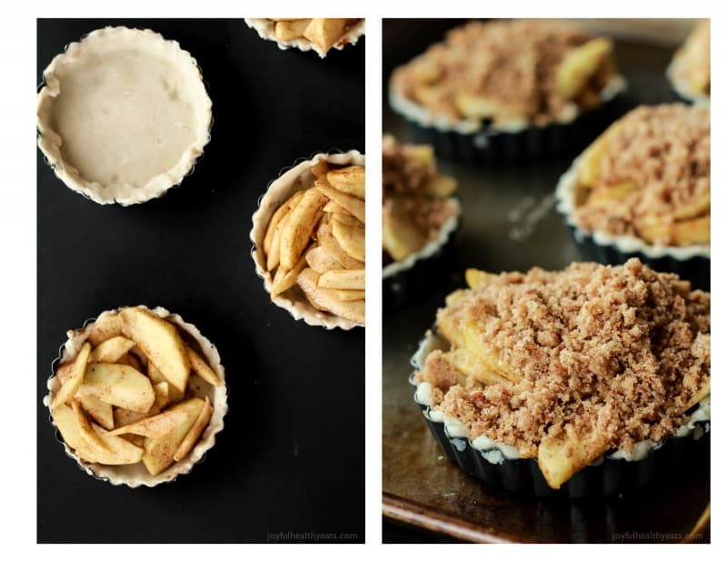 Built in portion control makes these Mini Apple Pie Tartlets with Pecan Streusel extra irresistible! The ultimate fall dessert! | www.joyfulhealthyeats.com 