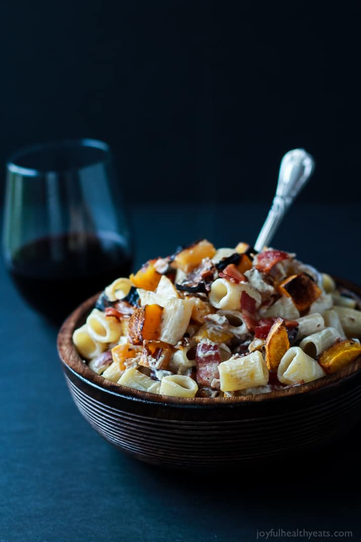 Tried this Roasted Butternut Squash & Goat Cheese Pasta and totally fell in love with all the flavors! Pin it, make it, now! | www.joyfulhealthyeats.com