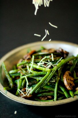 Image of Roasted Green Beans & Mushrooms Sprinkled with Cheese