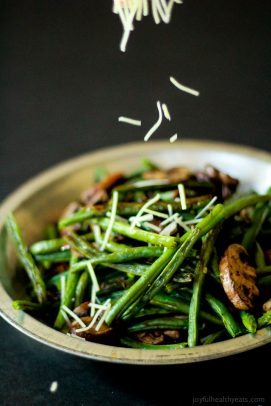 Image of Roasted Green Beans & Mushrooms Sprinkled with Cheese