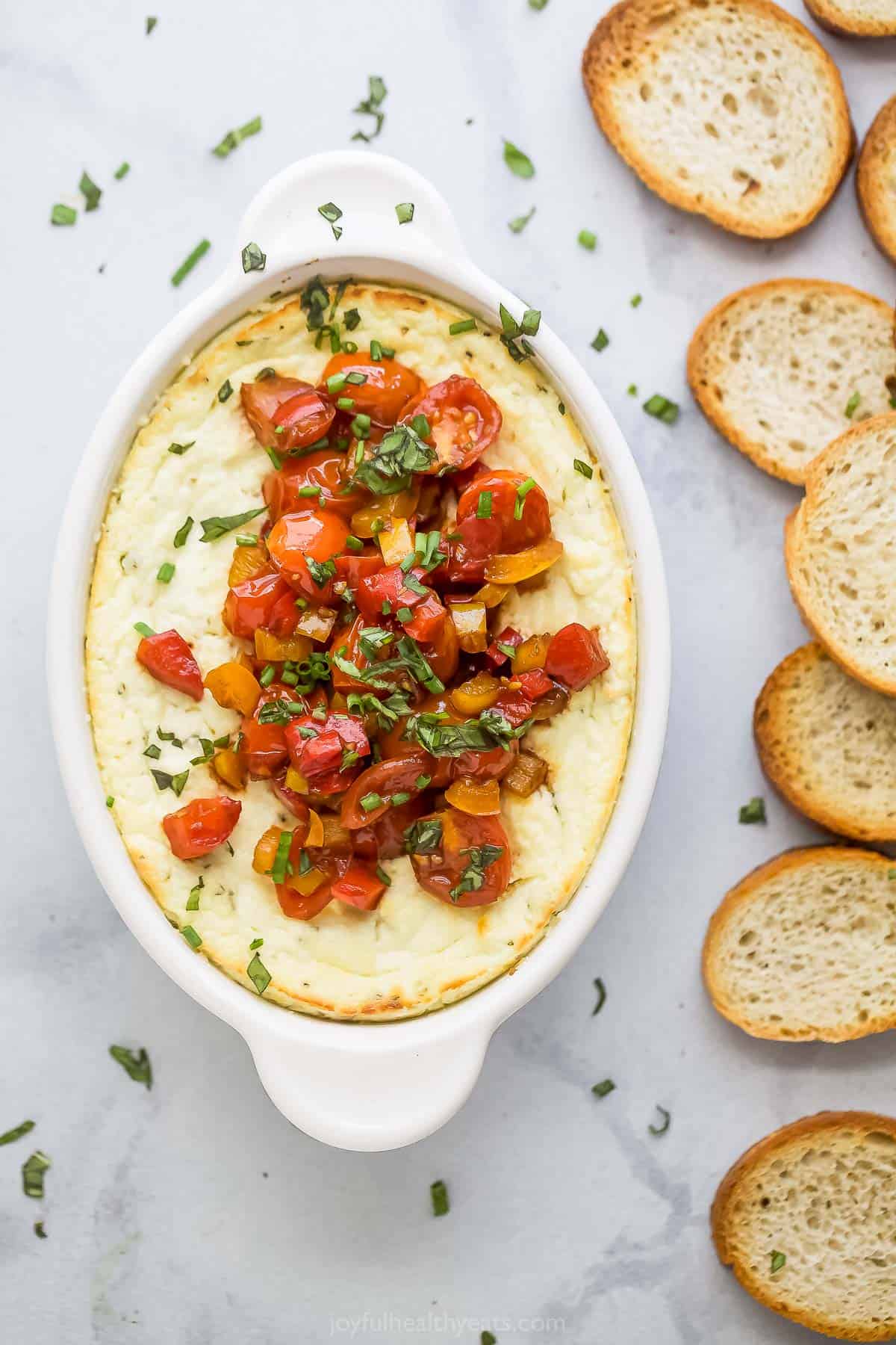 Dip with toasty baguette slices on the side. 