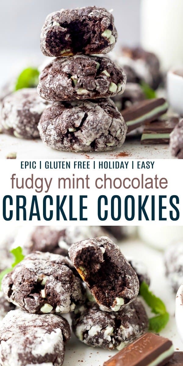 pinterest collage for fudgy mint chocolate crinkle cookies