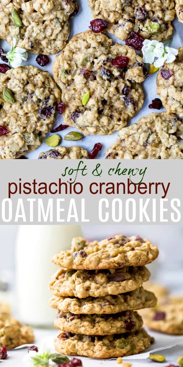 pinterest photo of pistachio cranberry oatmeal cookies