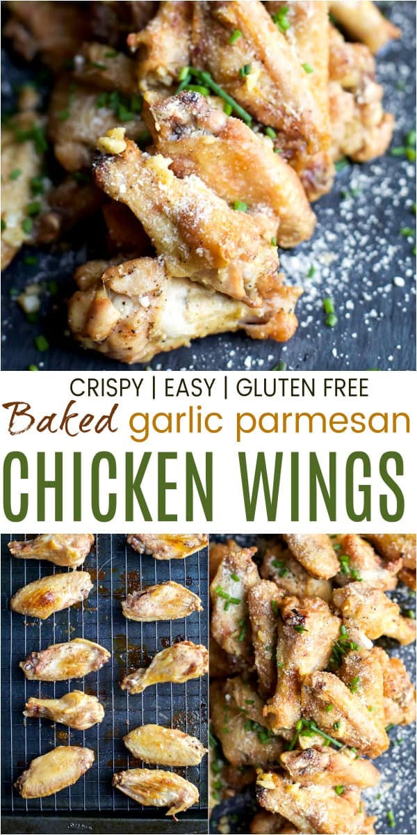 Baked garlic parmesan chicken wings recipe collage