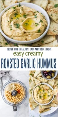 pinterest image for roasted garlic hummus