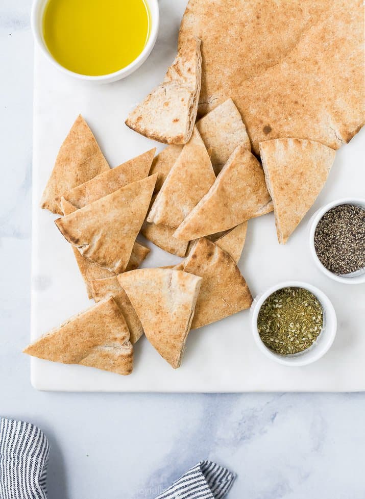 unbaked pita bread cut into triangles