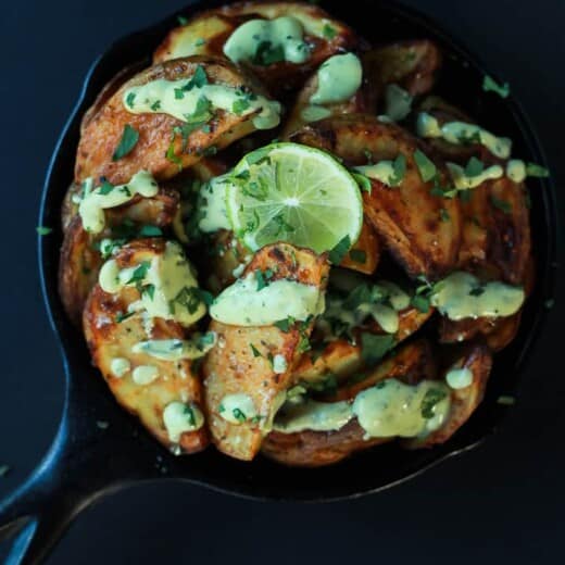 Image of Oven Roasted Potato Wedges with Avocado Wasabi Aioli