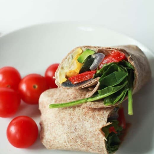 Image of a Roasted Vegetable Hummus Wrap