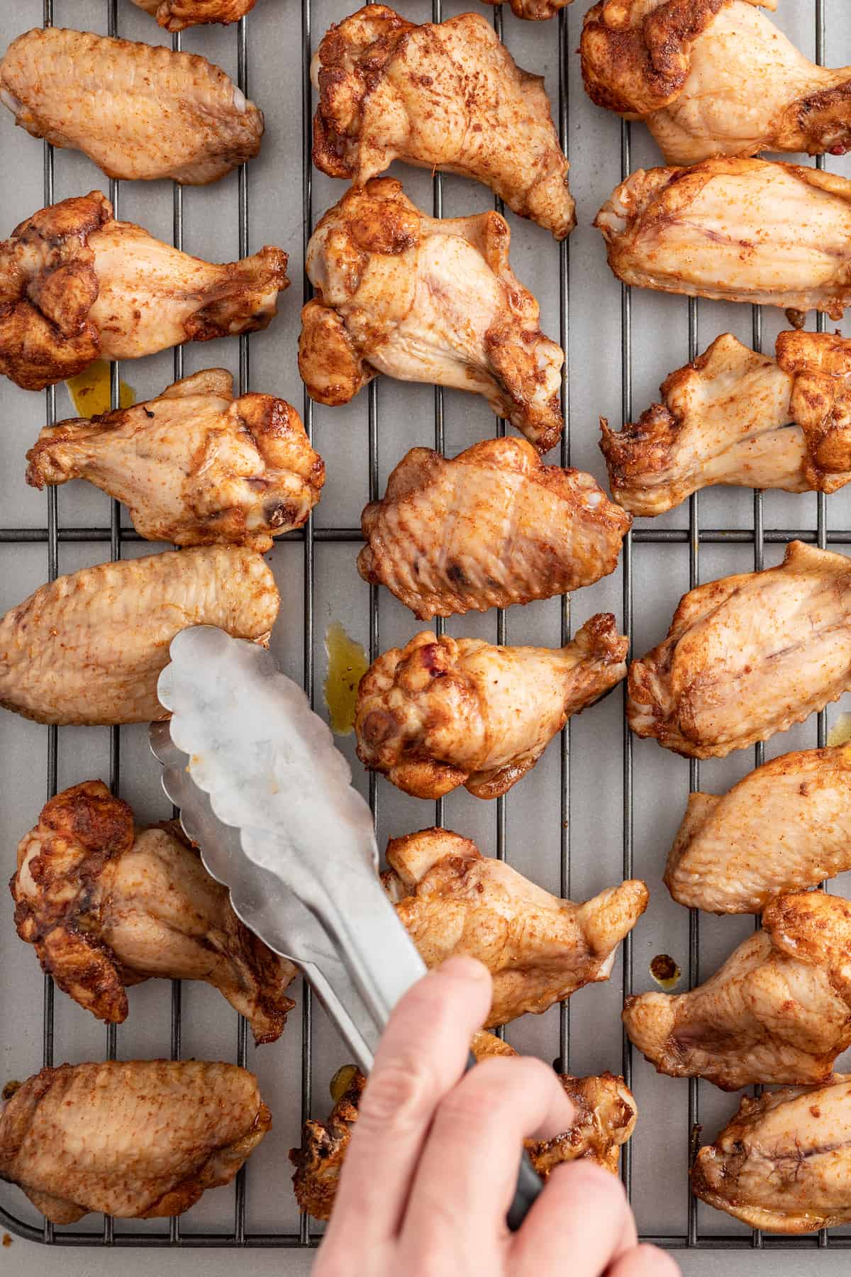 baked chicken wings on a cooling rack