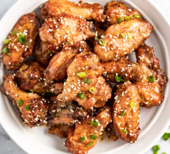 a platter of honey mustard baked chicken wings