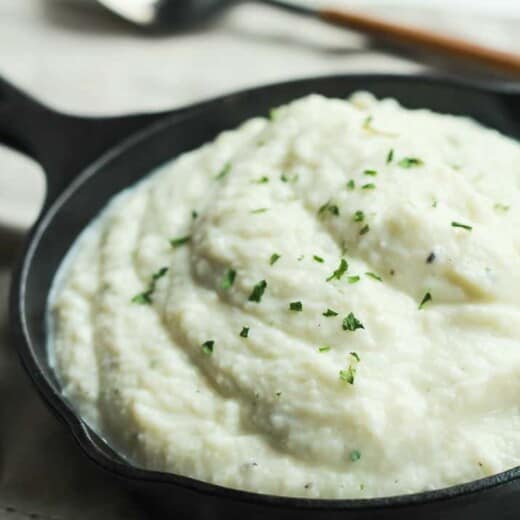 Cauliflower Alfredo Sauce Garnished with Finely Chopped Parsley