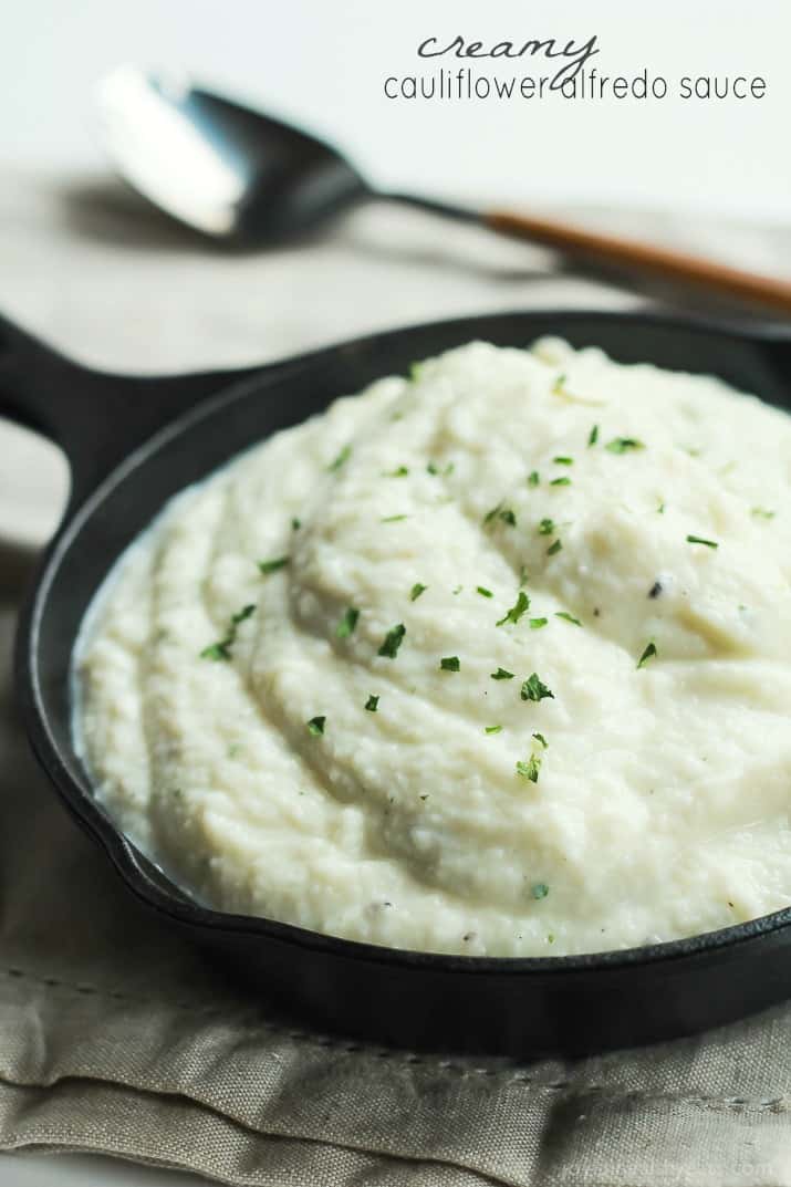 Cauliflower Alfredo Sauce Garnished with Finely Chopped Parsley