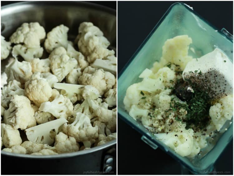 Cauliflower Florets and Cream Cheese Mixture for Alfredo Sauce