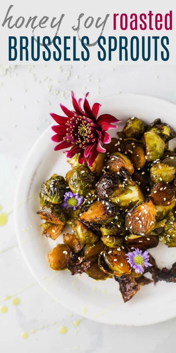 honey soy roasted brussels sprouts pinterest pin