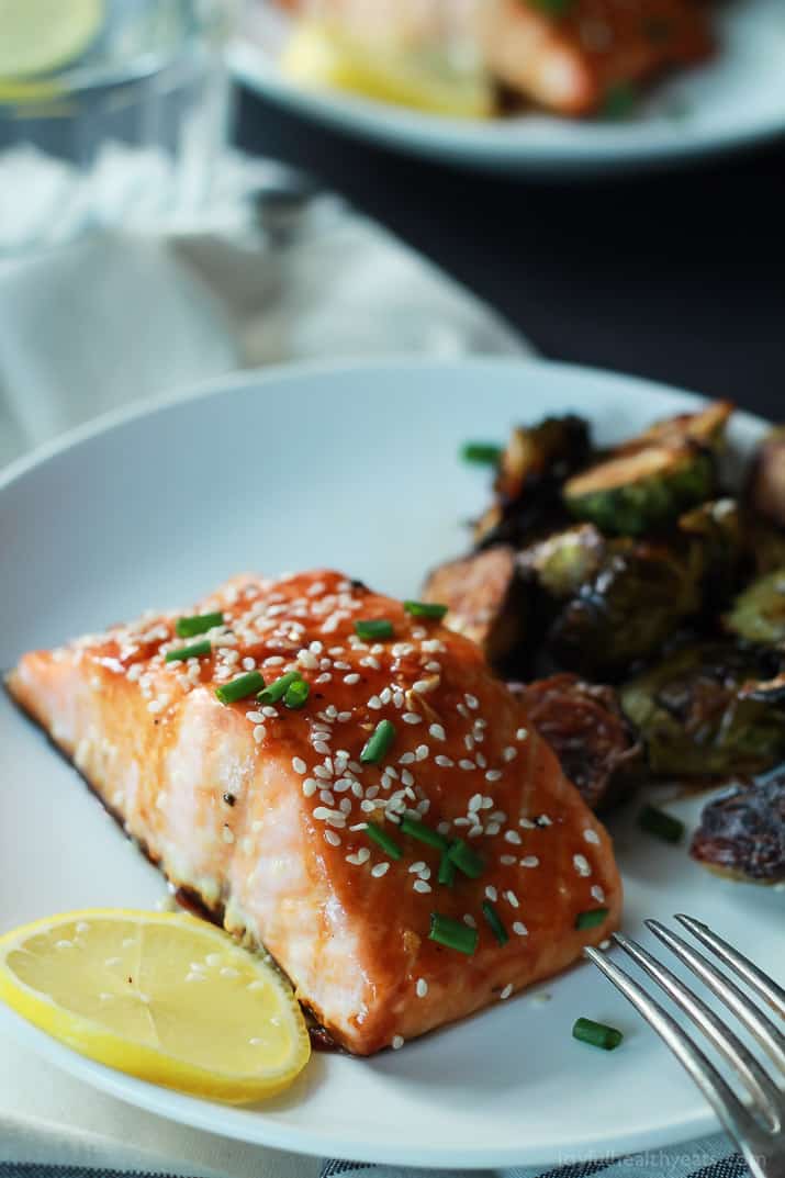 An incredible sweet and savory dinner in less than 20 minutes, Hoisin Honey Glazed Salmon. A healthy low carb meal using only 10 ingredients! | joyfulhealthyeats.com #recipes