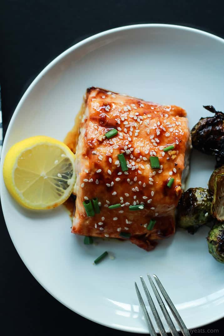 An incredible sweet and savory dinner in less than 20 minutes, Hoisin Honey Glazed Salmon. A healthy low carb meal using only 10 ingredients! | joyfulhealthyeats.com #recipes