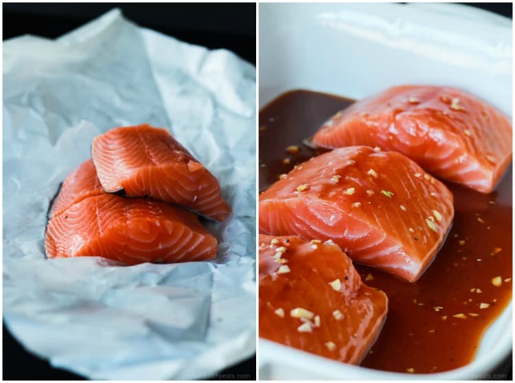 An incredible sweet and savory dinner in less than 20 minutes, Hoisin Honey Glazed Salmon. A healthy low carb meal using only 10 ingredients! | joyfulhealthyeats.com #recipes