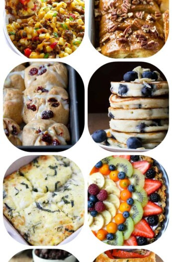A Collage of Eight Homemade Brunches