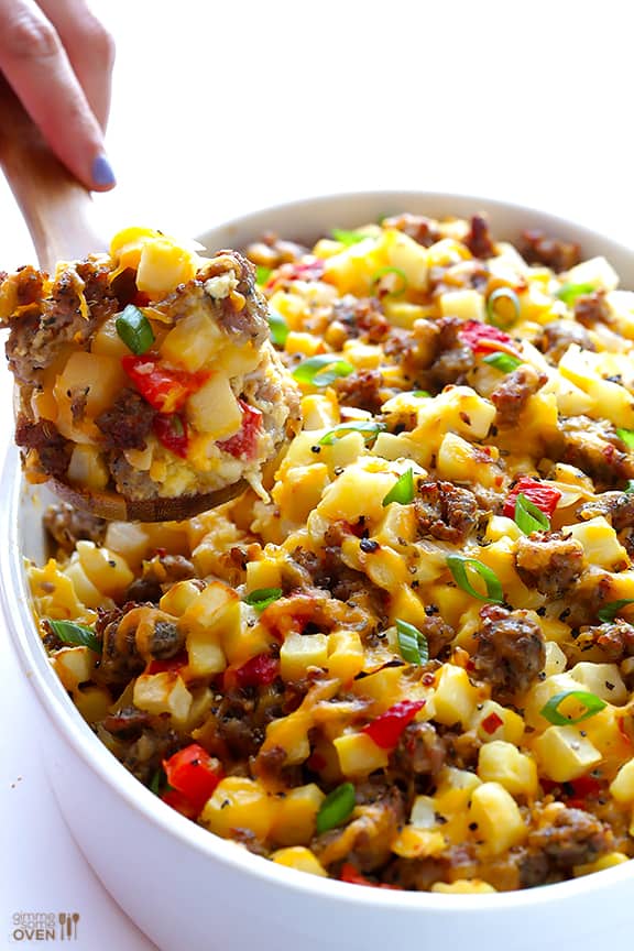 Sccoping a Serving of Cheesy Breakfast Casserole
