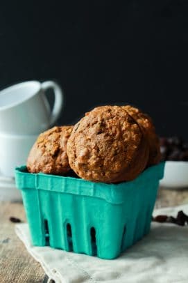 moist oat carrot cake muffins in a box