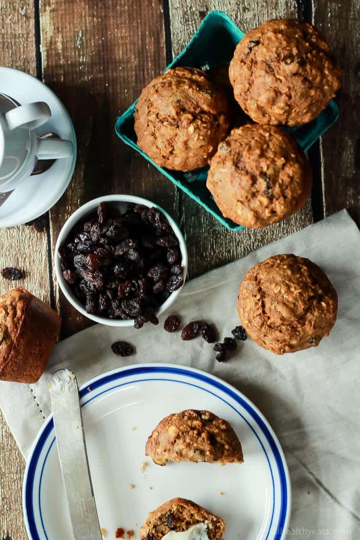 Moist Oat Carrot Cake Muffins with a secret ingredient, you need to try these! Any excuse to have cake in the morning! | joyfulhealthyeats.com #recipes #breakfast