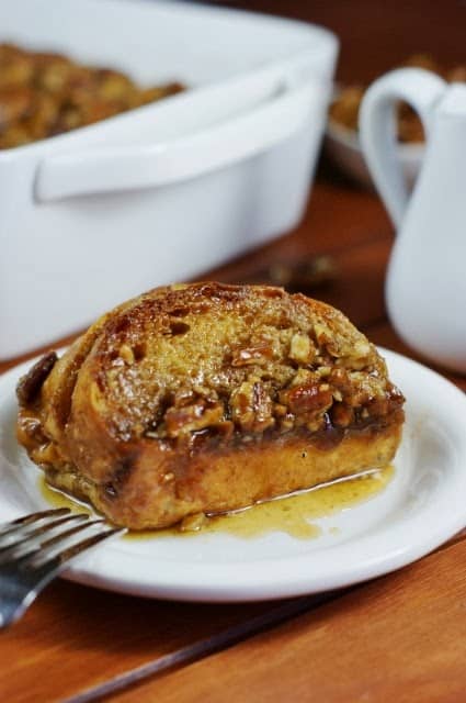 A Piece of Praline French Toast on a Plate
