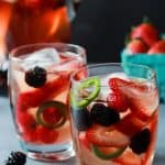 A fresh light Strawberry Jalapeno White Sangria recipe with pomegranate juice and mixed berries. It has everything your taste buds want sweet, spicy ,and fruity! | joyfulhealthyeats.com #recipes #cocktail