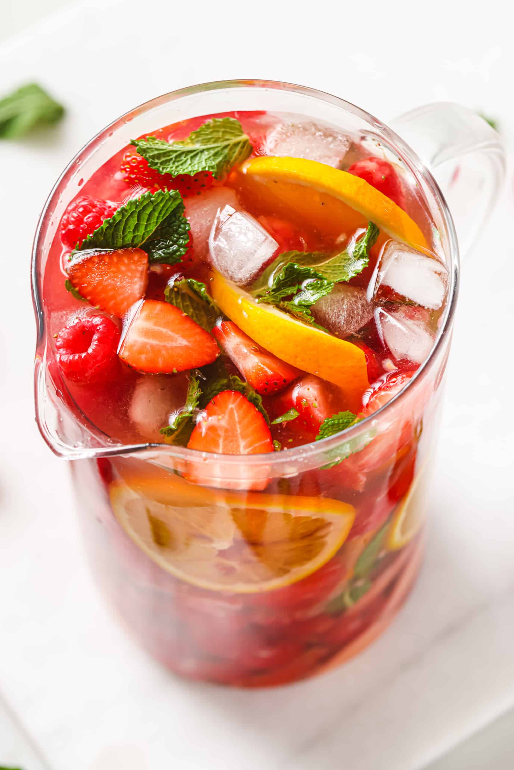 Angled s،t of sangria pitcher. 