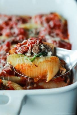 Stuffed Shells with Ground Beef, Spinach and Mushrooms-6