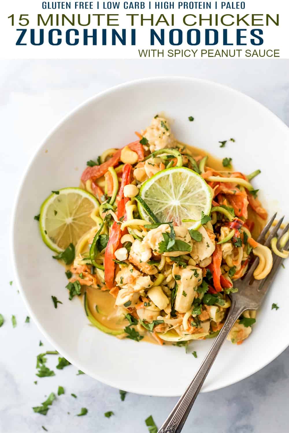 Thai Chicken Zoodles With Spicy Peanut Sauce Zucchini Noodles Recipe