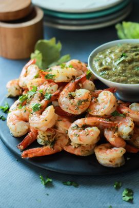 Cilantro Lime Roasted Shrimp with Tomatillo Sauce-5