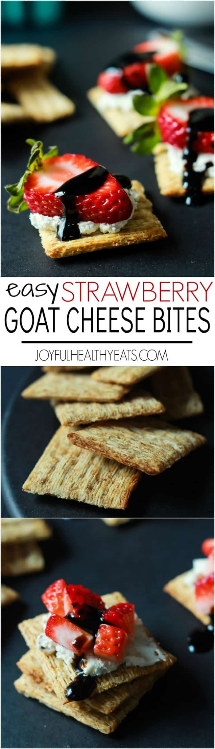 Recipe collage for Easy Strawberry Goat Cheese Bites