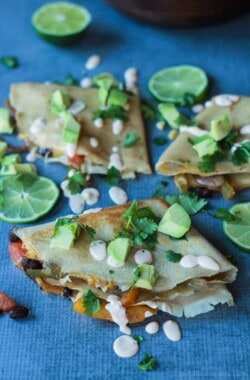 Image of Vegetarian Crepe Quesadillas with Chipotle Lime Crema