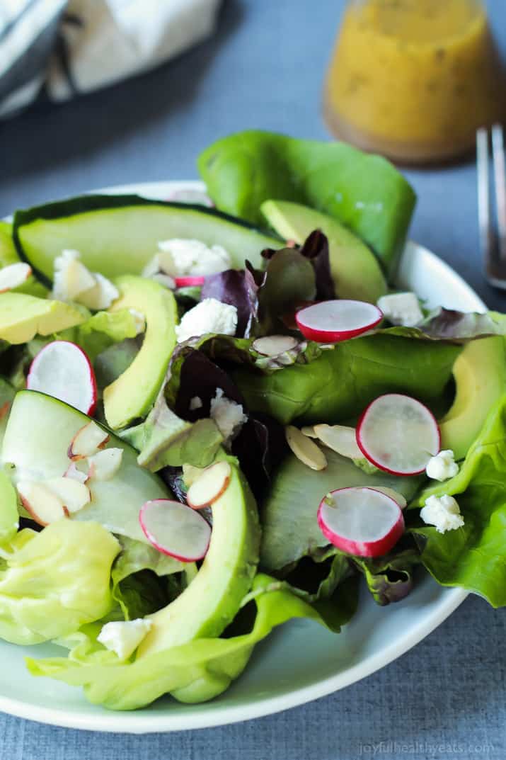 Side view of Avocado Butter Lettuce Salad