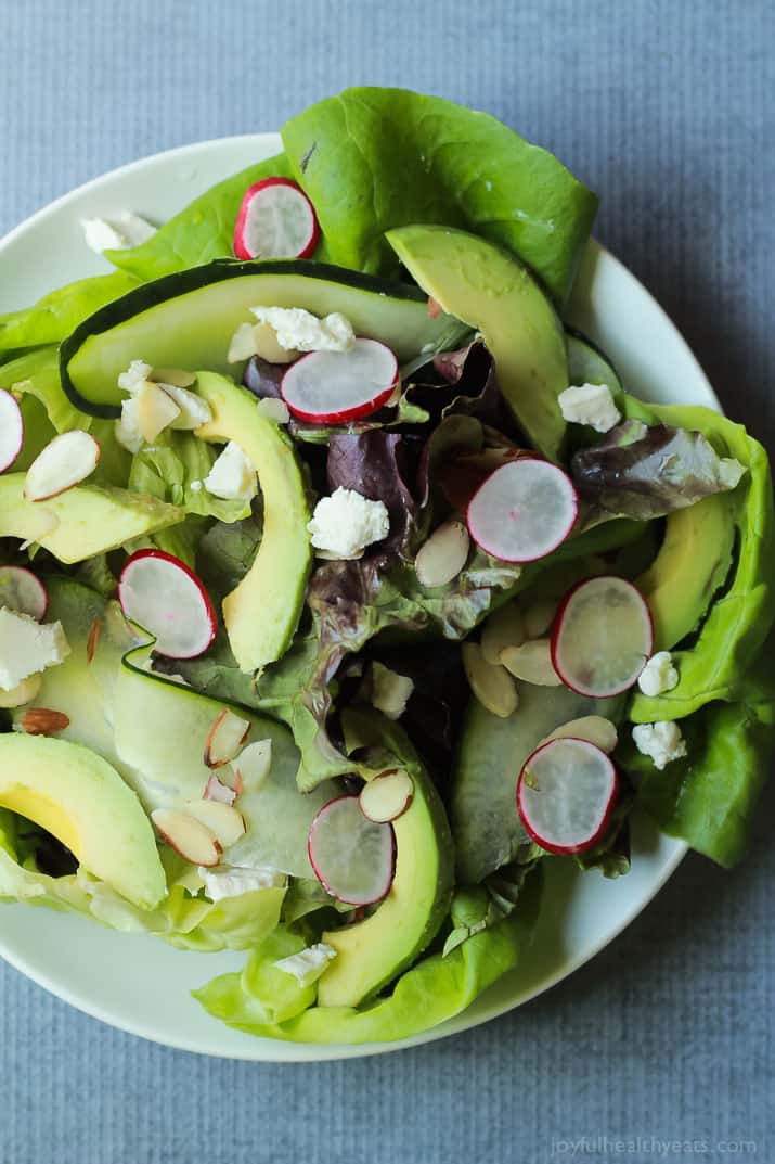 Top view of Avocado Butter Lettuce Salad