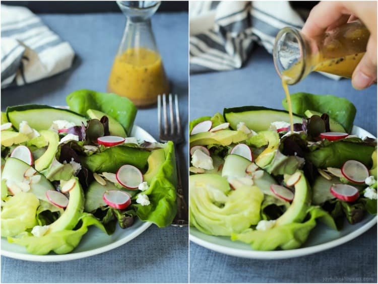 Collage of Avocado Butter Lettuce Salad with Lemon Vinaigrette