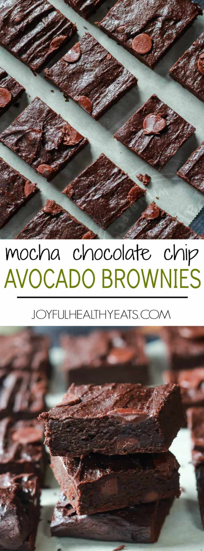 Recipe collage for Mocha Chocolate Chip Avocado Brownies