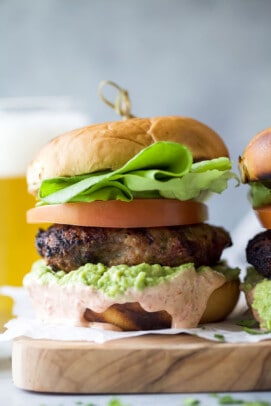 Close-up of a southwestern burger.