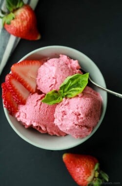 Image of Homemade Strawberry Basil Frozen Yogurt