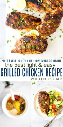 pinterest image for the best easy grilled chicken recipe