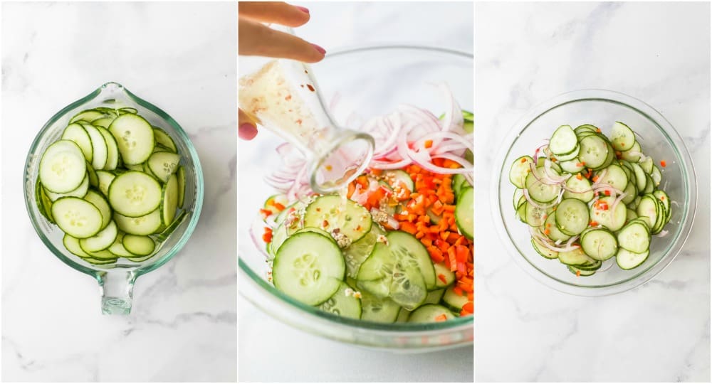 process photos of how to make 10 Minute Easy Asian Cucumber Salad Recipe (Dairy Free)