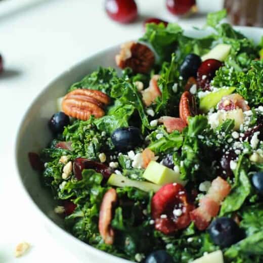 Cherry Summer Kale Salad with Balsamic Vinaigrette-3